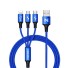 Lade-USB-Kabel für Micro USB / USB-C / Lightning blau