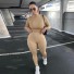 Langärmliges Crop-Top und Leggings für Damen B872 beige