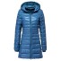 Lange Damenjacke mit Entenfedern J3270 blau