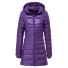 Lange Damenjacke mit Entenfedern J3270 violett