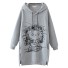 Langes Damen-Sweatshirt mit Stickerei grau