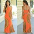 Langes Damenkleid mit Muster orange