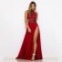 Langes Damenkleid mit Schlitz rot