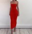 Langes Damenkleid mit Trägern rot