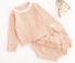 Lányok kötött pulóver és rövidnadrág világos rózsaszín