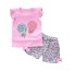 Lányos szett - Nyalókás póló és rövidnadrág virágokkal J2493 világos rózsaszín