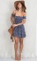 Letnia mini sukienka z odsłoniętymi ramionami ciemnoniebieski