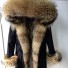 Luksusowa kurtka damska z futrem J2796 ciemnoniebieski