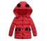 Luksusowa kurtka zimowa dziewczęca w groszki J917 czerwony