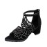 Luxusné dámske sandále s kamienkami čierna