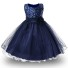 Luxusní dívčí šaty s květinou J3238 tmavě modrá
