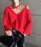 Luźna bluza damska z kapturem czerwony