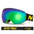Lyžařské brýle se zrcadlovým efektem Brýle na lyžování a snowboard s ochranou UV400 Lyžařské brýle na helmu proti mlžení 17,8 x 9,8 cm zelená