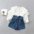 Mädchenbluse und Shorts L1313 weiß