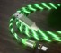 Mágneses USB kábel LED világítással zöld