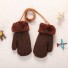 Mănuși de iarnă pentru copii cu blană maro