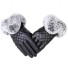 Mănuși de piele de damă cu blană J1727 negru