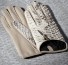 Mănuși de piele pentru femei cu model din piele de șarpe bej