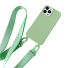 Matné silikónové puzdro s popruhom pre iPhone 15 Pro Max zelená