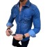 Męska koszula jeansowa F536 niebieski
