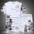Męski komplet z palmami - koszulka i szorty J1562 biały