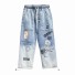 Męskie spodnie jeansowe F1352 jasnoniebieski