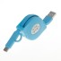 Mikro USB / USB-C - USB behúzható kábel kék