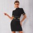 Mini rochie eleganta cu guler stand-up negru