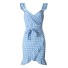 Mini rochie în carouri pentru femei albastru