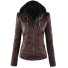 Moderne Damen-Lederjacke J919 dunkelbraun