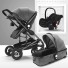 Multifunktionaler Kinderwagen 3 in 1 grau