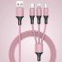 Nabíjecí kabel USB na Micro USB / USB-C / Lightning 1,2 m růžová