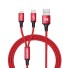 Nabíjecí USB kabel pro Micro USB / Lightning červená