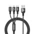 Nabíjecí USB kabel pro Micro USB / USB-C / Lightning černá