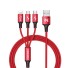 Nabíjecí USB kabel pro Micro USB / USB-C / Lightning červená
