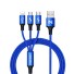 Nabíjecí USB kabel pro Micro USB / USB-C / Lightning modrá