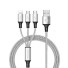 Nabíjecí USB kabel pro Micro USB / USB-C / Lightning stříbrná