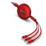 Navíjací USB kábel Lightning / Micro USB / USB-C červená