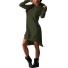 Női hosszú aszimmetrikus pulóver katonai zöld