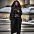 Női hosszú műszőrme kabát P2179 fekete