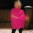 Női hosszú pulóver túlméretes A78 sötét rózsaszín