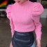 Női kötött pulóver A2107 rózsaszín