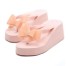 Női magas platform flip-flop papucs masnival világos rózsaszín