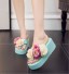 Női platform flip-flop papucs virágokkal türkiz
