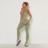 Női sportos crop felső és leggings katonai zöld