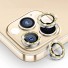 Ochranné sklo na zadní kameru pro iPhone 14 / 14 Plus / 15, rámeček s kamínky zlatá