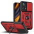 Ochranný kryt s magnetem, stojánkem a krytkou na objektiv pro Xiaomi Poco F3 červená