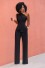 One-Shoulder-Jumpsuit für Damen schwarz