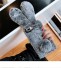 Originální pouzdro na iPhone s chlupatým králíčkem J1407 šedá