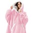 Oversize mikinová deka s rukávy růžová
